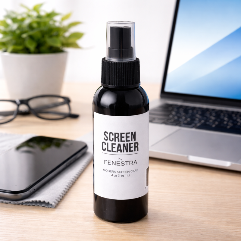“Fenestra screen cleaner bottle”
“Cleaning phone screen with microfiber cloth”
“Before and after screen cleaning”
“Screen cleaner kit with microfiber cloth”
“Cleaning phone tablet and laptop screens”